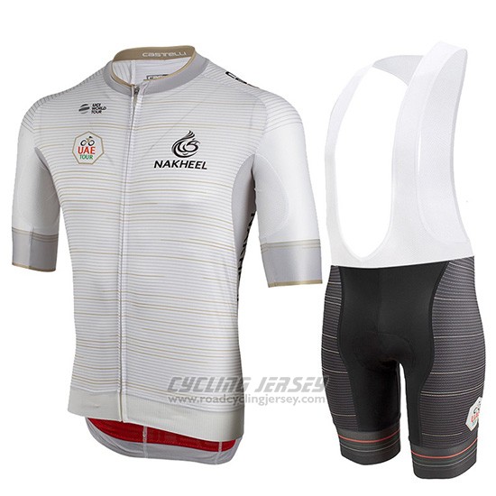 2019 Cycling Jersey Castelli Uae Tour White Short Sleeve and Overalls